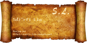 Sárfi Lia névjegykártya